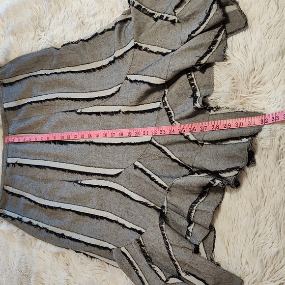 Acorn Lagenlook Twill Skirt Gray Black White Handkerchief Hem Fringed Boho 14 - Picture 7 of 11